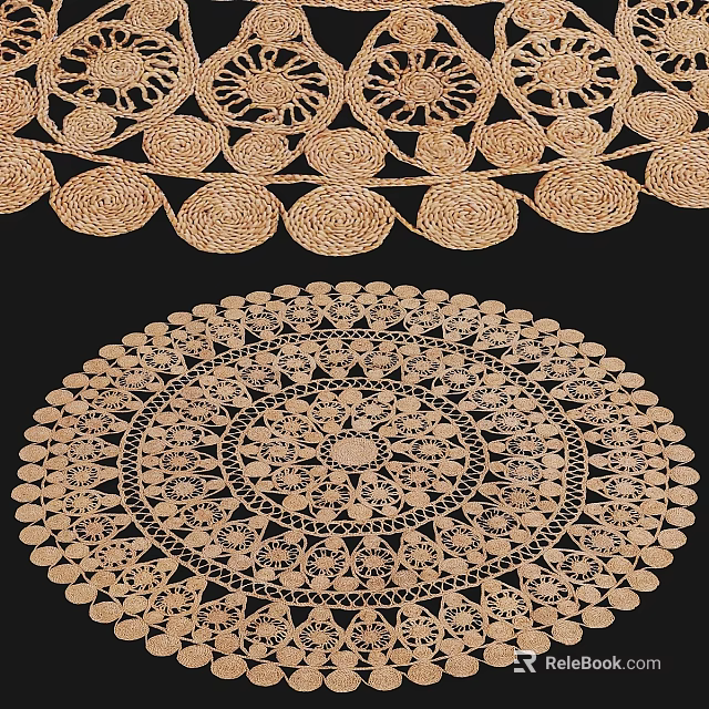 Woven Square Carpet With Intricate Geometric Pattern And Natural Fiber Texture 3d model 