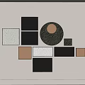 Modern Wall Decor With Geometric Shapes Textured Squares And Circular Design