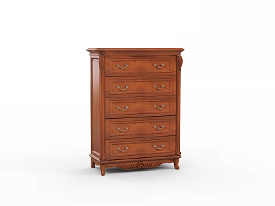 Classic Wooden Chest of Drawers With Ornate Carved Details and Decorative Legs 3d model