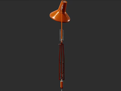 Orange Bell Shaped Shade Floor Lamp With Tripod Stand And Modern Design 3d model