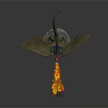 Detailed Mythical Dragon Figure Standing On Stone Base With Spread Wings And Flaming Breath