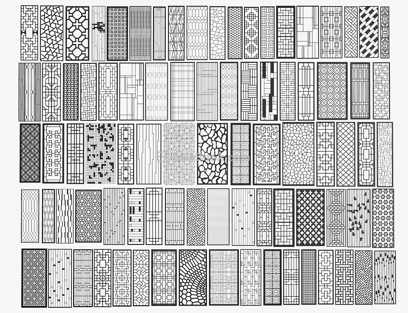 New Chinese Partition Screen Combination 3d model