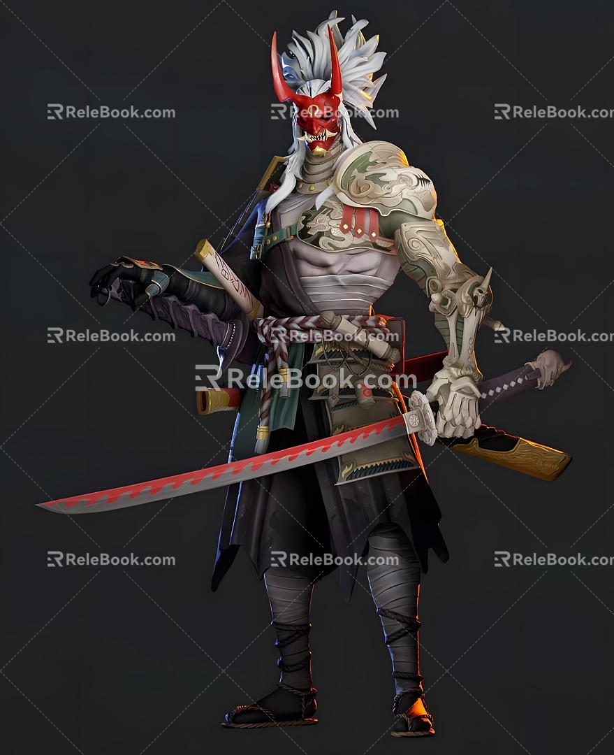 Modern game character Japanese samurai model