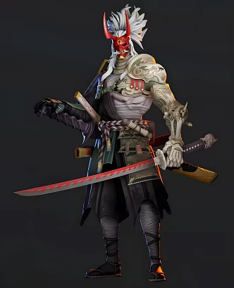 Modern game character Japanese samurai 3d model