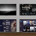 Smart TV Screens Showing Multiple Streaming Interfaces And Movie Content Displays 3d model