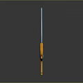 Fantasy Character's Enchanted Sword Featuring Blue Blade Golden Hilt And Decorative Gemstone