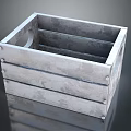 Gray Wooden Storage Box With Layered Design Handle And Metal Nails