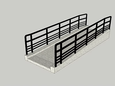 Urban Road Facility With Black Metal Guardrails Concrete Base And Paved Surface 3d model