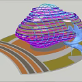 Kids Play Area Featuring Shell Shaped Net Structure Blue Slide And Colorful Pathways