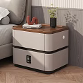 Modern Nightstand with Wooden Top Books Small Plant Decorative Ornament Two Drawers Including Combination Lock