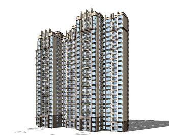 New classical style high-rise residential 3d model