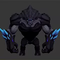 Fantasy Rock Creature 3D Character Design With Muscular Build And Glowing Blue Purple Elements