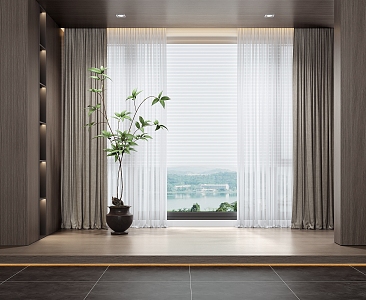 Modern Curtain Fabric Curtain 3d model