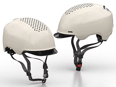 White Safety Helmets With Ventilation Holes And Black Straps For Sports Use 3d model
