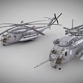 Pair Of Detailed Military Helicopter Scale Models With Rotors And Fuselage Design