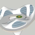 Modern Architectural Design With Streamlined White Curved Sections And Central Green Circle 3d model