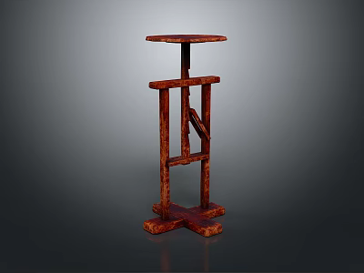 Modern Red Wooden Food Storage Rack With Multi Tiered Design For Kitchen 3d model