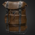 Classic Brown Leather Backpack With Metal Straps And Layered Design 3d model