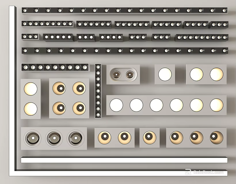 Ceiling Mounted Grille Lights With LED Technology And Various Design Styles 3d model