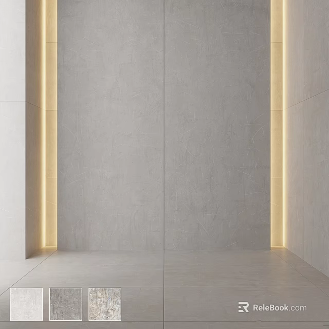 Modern Gray Wall Components With LED Lighting Strips And Smooth Surface 3d model 