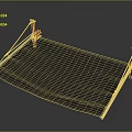 Black Mesh Net Structure with Red Brackets and Silver Poles 3d model