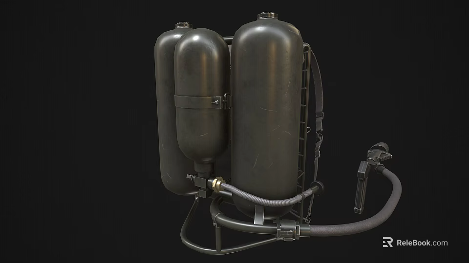 Backpack Style Weapon Featuring Cylindrical Tanks Connected Tubes And Metal Frame 3d model