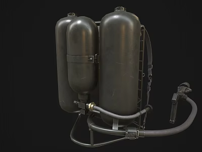 Backpack Style Weapon Featuring Cylindrical Tanks Connected Tubes And Metal Frame 3d model