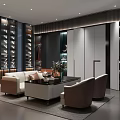 Modern Walk in Closet Interior Design With Shoe Racks Cabinets Sofa Chairs And Coffee Table