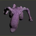 Purple Fantasy Creature Character With Slender Limbs And Grotesque Biological Features