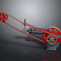Mechanical Industrial Equipment Featuring Red Wheels Belt Drive And Metal Frame