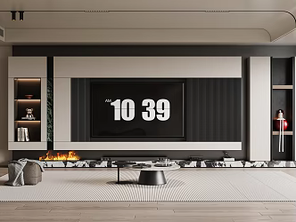 TV background wall TV fireplace ornaments 3d model