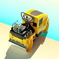 Yellow ROLLOAD Double Drum Road Roller With Gray Seat And Black Body 3d model