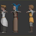 Four Diverse 3D Cartoon Characters in Various Costumes Posing With Arms Outstretched