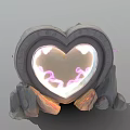 Heart Shaped Stone Structure With Glowing Purple And Pink Light Supported By Rocks 3d model
