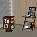 Modern Wooden Side Tables With Storage Shelves Vinyl Records And Artwork In Interior