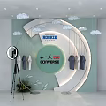 Live Stream Room with CONVERSE LI-NING Clothes Display Cloud Decorations and Camera Setup