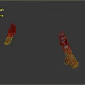 Red Decorative Protective Equipment Two Pieces With Intricate Patterns On Smooth Surface