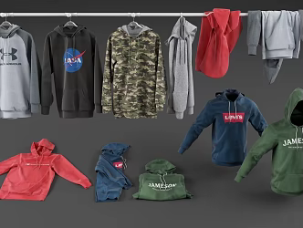 Modern Hoodie Combination Modern Clothes Clothing Jacket Hoodie Fashion Men's Jacket Base Shirt 3d model