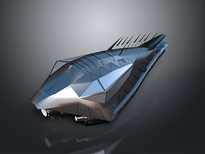 Futuristic Silver Streamlined Structure Design With Geometric Surfaces And Modern Features 3d model