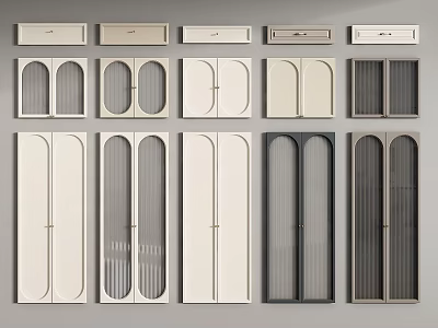 Modern Wine Cabinet Door Designs With Glass And Wooden Panels In White Gray Beige Styles 3d model