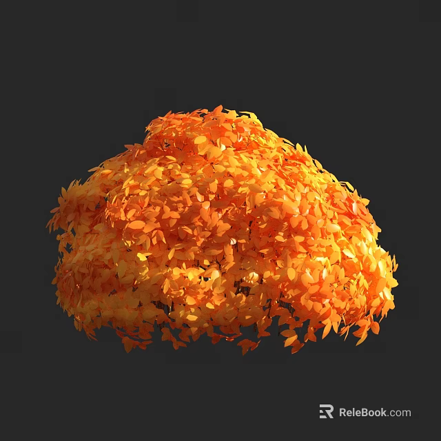 Orange Yellow Foliage Tree With Full Canopy And Vibrant Autumn Leaves 3d model 