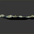 Garden Landscape with 3D Terrain Model Mountains Green Vegetation and Blue Water Areas