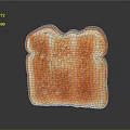 Golden Crispy Toast With Browned Surface On Black Reflective Background 3d model