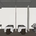 Elegant Beauty Hair Salon Interior Featuring Two Beauty Beds Styling Chair Soft Lighting Beige Walls