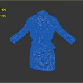 Blue Leaf Patterned Robe with Long Sleeves and Belt for Casual Comfort