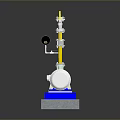 Industrial Equipment 3D Model With Electric Motor Pipes And Control Instruments On Blue Base