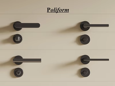 Poliform Modern Sleek Black Door Handles With Contemporary Design On Light Background 3d model