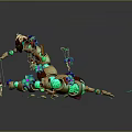 Game Movie Character 3D Mechanical Figure With Vibrant Colors Floral Decorations And Dynamic Pose