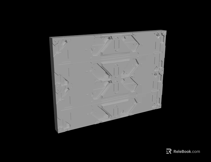 3D Modeled Gray Panel With Structured Geometric Patterns And Symmetric Design 3d model 