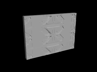 3D Modeled Gray Panel With Structured Geometric Patterns And Symmetric Design 3d model